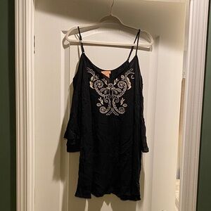 Flying Tomato Black Blouse with Cream Embroidery